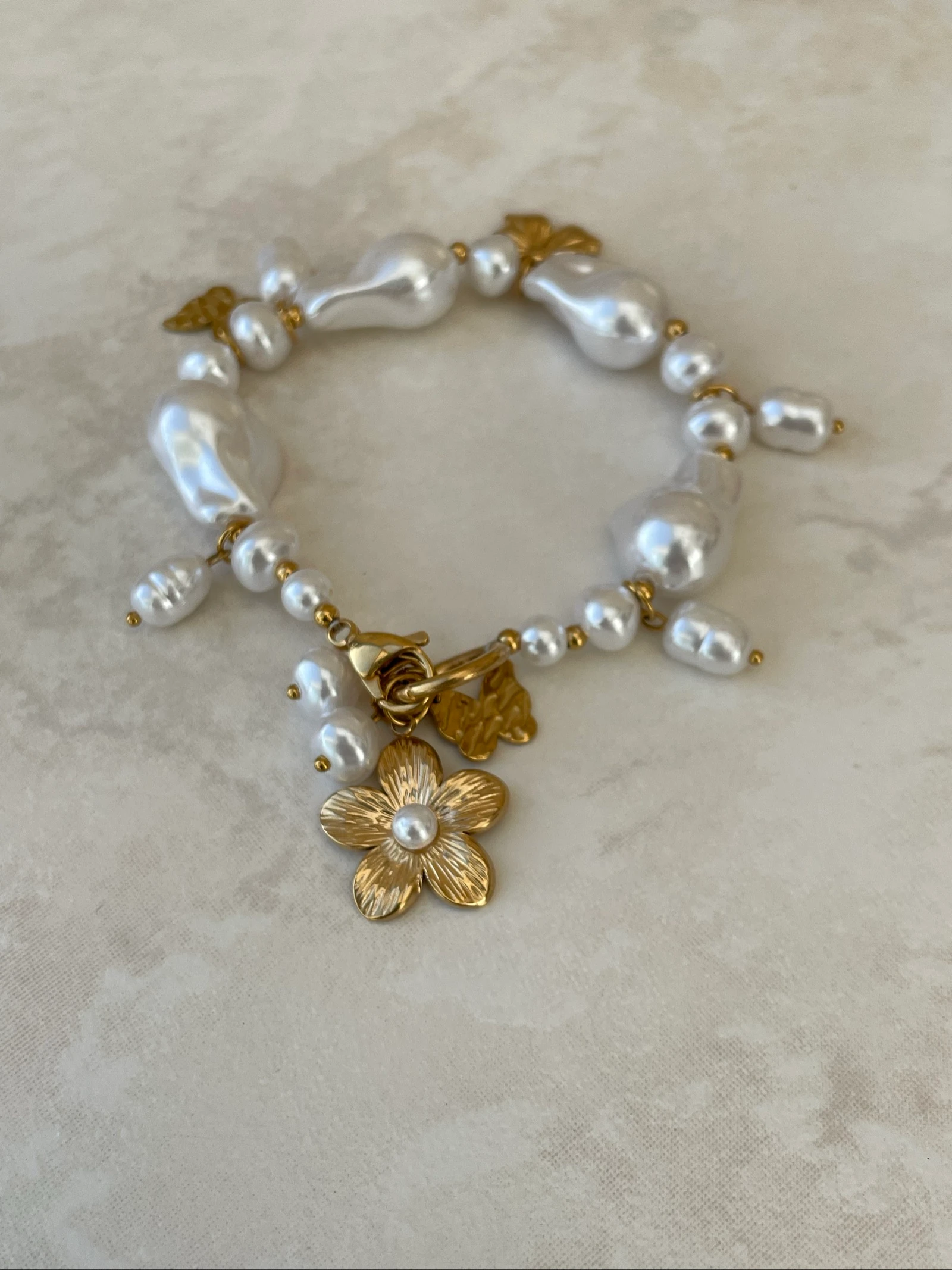 Pulsera de acero inoxidable y perla acrílica – photo 2